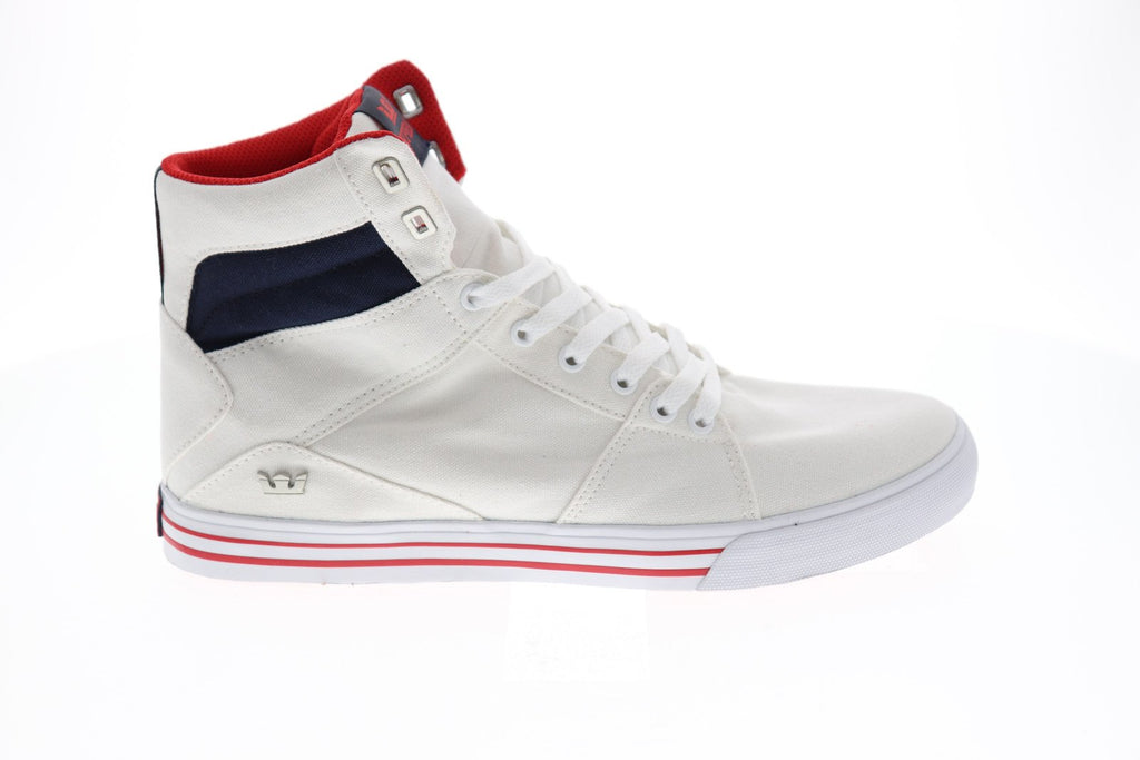 靴 SUPRA FOOTWEAR Supra Aluminum 05662-135-M Mens White Canvas Casual Lace Up Skate