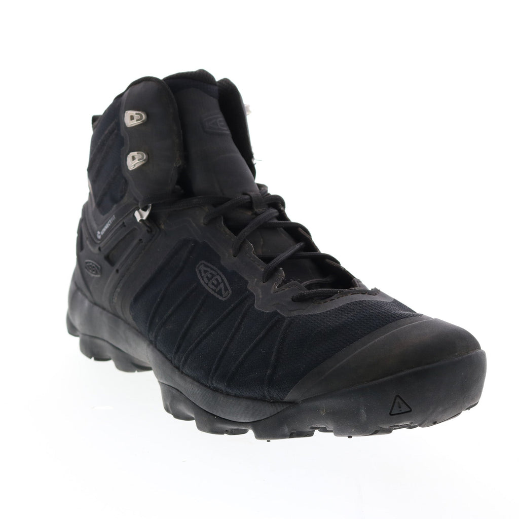 Boots Keen Men's Venture Mid Keen Venture Mid 1021168 Mens Black Leather Lace Up Hiking Boots