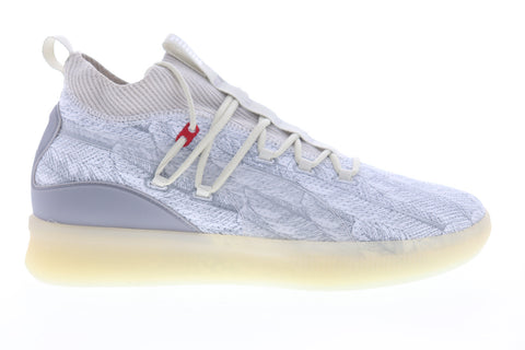 Puma Clyde Court Poe 19189601 Mens Gray Canvas Lace Up Athletic Basketball Shoes