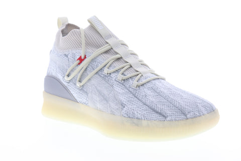 Puma Clyde Court Poe 19189601 Mens Gray Canvas Lace Up Athletic Basketball Shoes