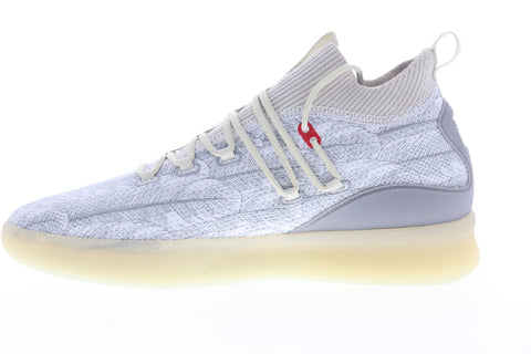 Puma Clyde Court Poe 19189601 Mens Gray Canvas Lace Up Athletic Basketball Shoes