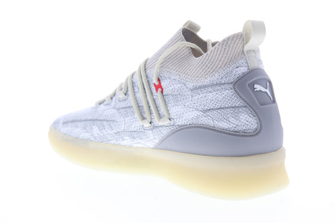 Puma Clyde Court Poe 19189601 Mens Gray Canvas Lace Up Athletic Basketball Shoes