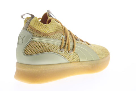 Puma Clyde Court Title Run Mens Gold Yellow Mid Top Athletic Basketball Shoes