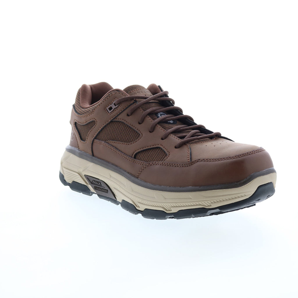 Skechers Work Relaxed Fit Max Stout Alloy Toe Mens Brown Athletic Shoe - Ruze Shoes