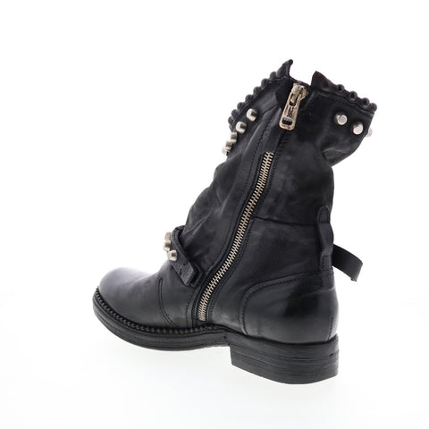 A.S.98 Vianne 250202-102 Womens Black Leather Hook & Loop Mid Calf Boots