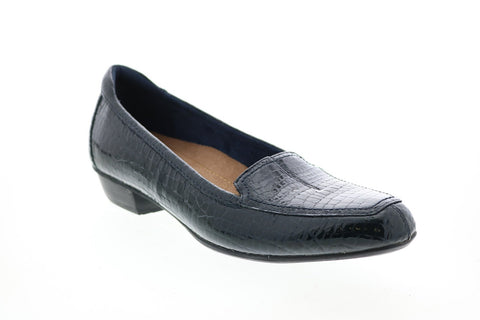 Clarks Timeless 26082700 Womens Black Narrow Leather Loafer Flats Shoes