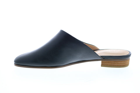 Clarks Pure Blush 26132410 Womens Black Leather Slip On Mule Flats Shoes