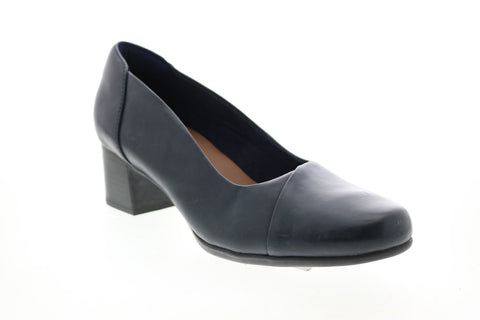 Clarks Un Damson Step 26144345 Womens Blue Leather Slip On Pumps Heels Shoes