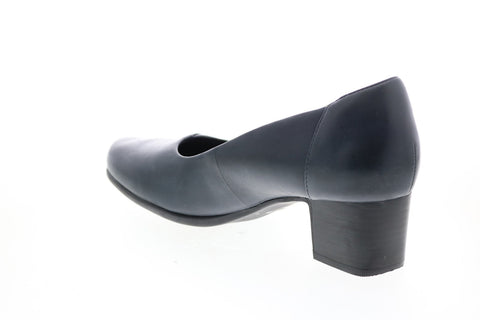 Clarks Un Damson Step 26144345 Womens Blue Leather Slip On Pumps Heels Shoes