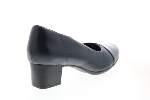 Clarks Un Damson Step 26144345 Womens Blue Leather Slip On Pumps Heels Shoes