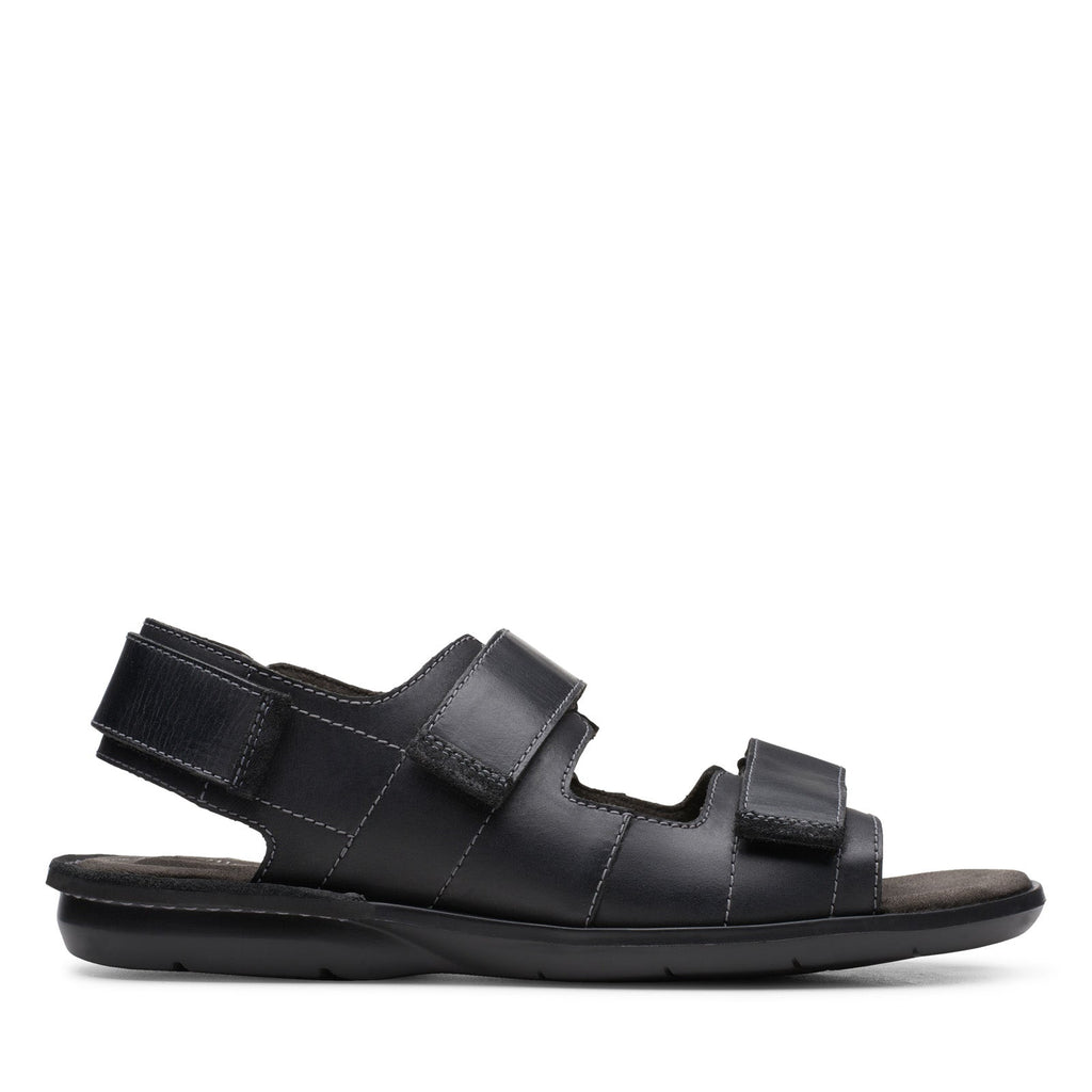 Clarks Ellison Bay 26148456 Mens Black Leather Strap Sport Sandals Sho