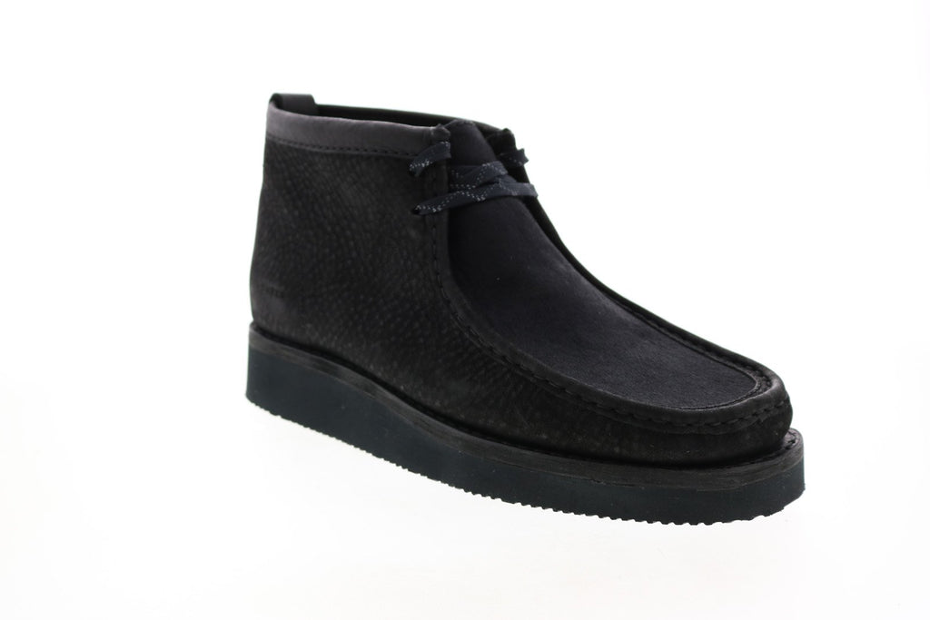 Clarks Wallabee Hike 26152291 Mens Black Leather Lace Up Chukkas