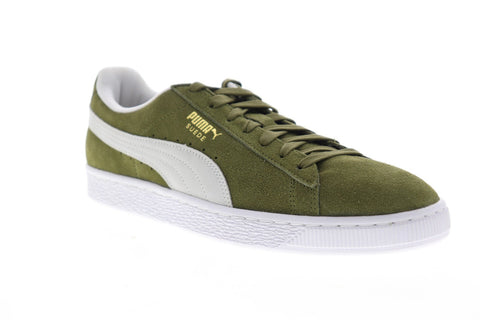 Puma Suede Classic Mens Green Suede Low Top Lace Up Sneakers Shoes