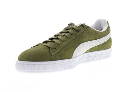 Puma Suede Classic Mens Green Suede Low Top Lace Up Sneakers Shoes