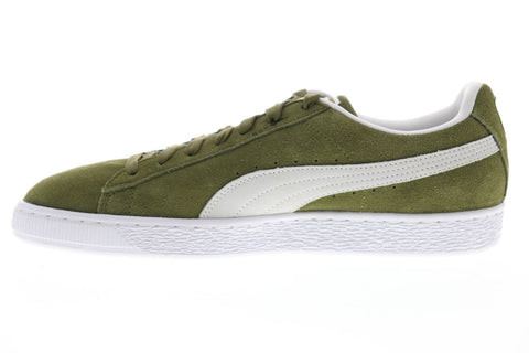 Puma Suede Classic Mens Green Suede Low Top Lace Up Sneakers Shoes