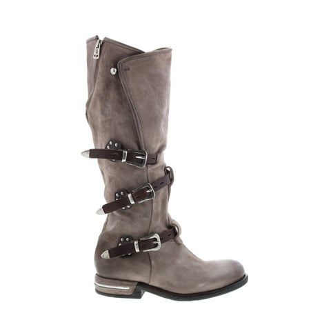 A.S.98 Trigg 516323-203 Womens Gray Leather Hook & Loop Knee High Boots