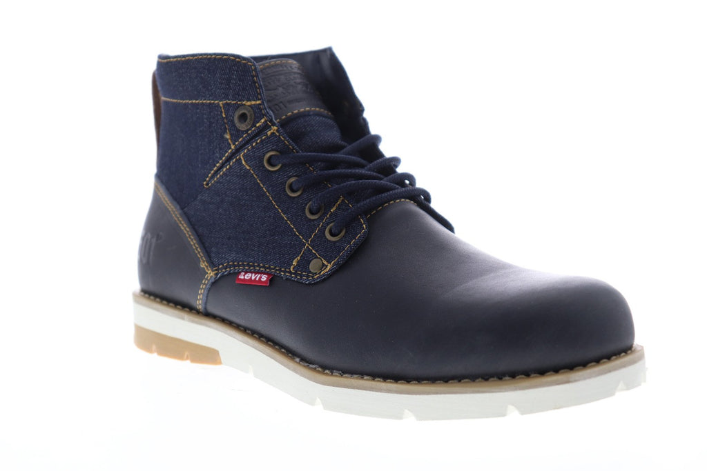 Levis Jax Lux 501 518546-72U Mens Blue Leather Canvas Lace Up