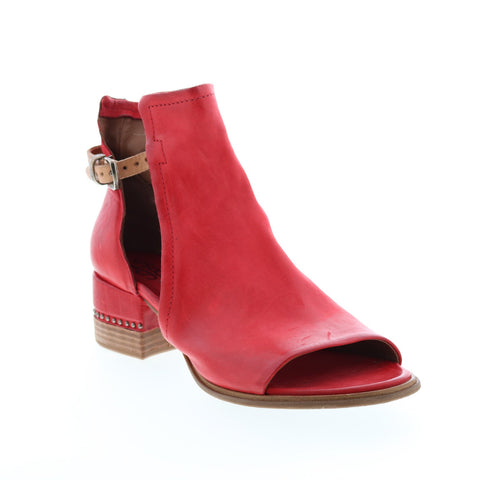 A.S.98 Morgan 672009-301 Womens Red Leather Hook & Loop Heeled Sandals Shoes