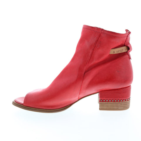 A.S.98 Morgan 672009-301 Womens Red Leather Hook & Loop Heeled Sandals Shoes