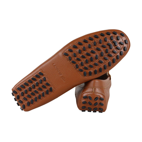 Lacoste Ansted 318 1 U Mens Tan Leather Casual Dress Slip On Loafers Shoes