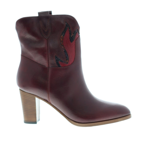Frye June Flame Short 70559 Womens Burgundy Leather Ankle & Booties Boots