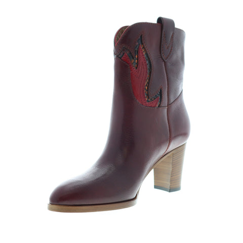 Frye June Flame Short 70559 Womens Burgundy Leather Ankle & Booties Boots