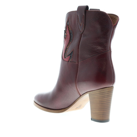 Frye June Flame Short 70559 Womens Burgundy Leather Ankle & Booties Boots