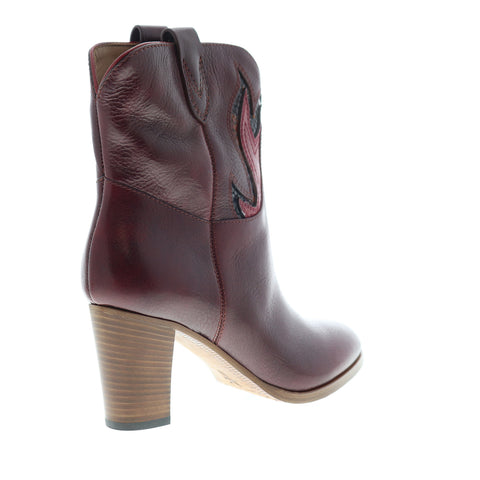 Frye June Flame Short 70559 Womens Burgundy Leather Ankle & Booties Boots