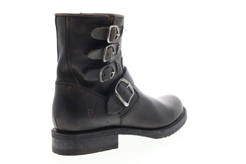 Frye Veronica Belted Short 70580 Womens Black Leather Short Boots Shoes