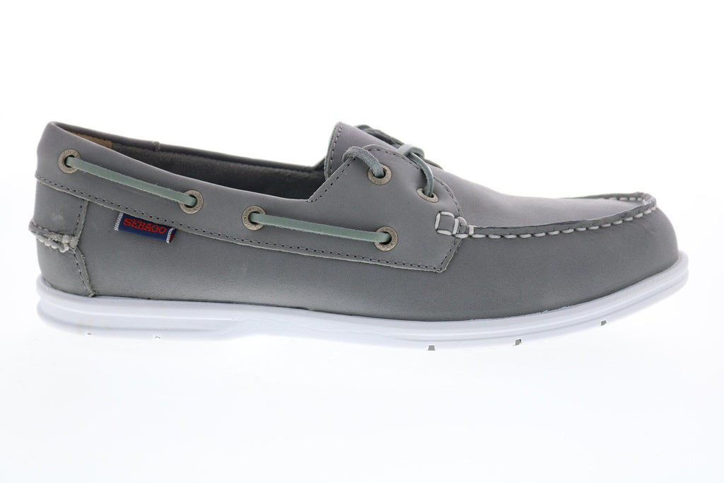 Sebago Litesides Two Eye B864059 Mens Gray Leather Lace Up Boat
