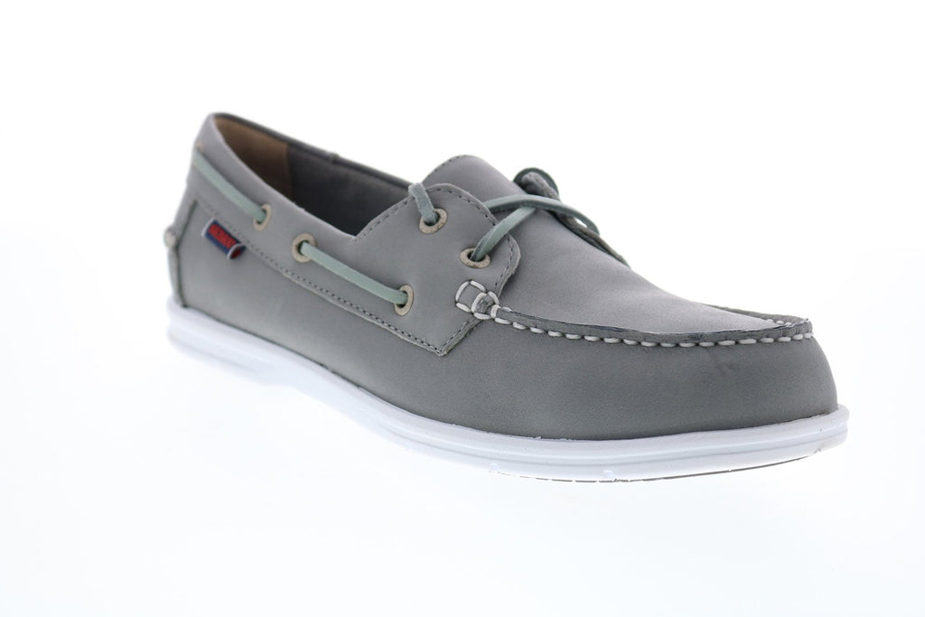 Sebago Litesides Two Eye B864059 Mens Gray Leather Lace Up Boat