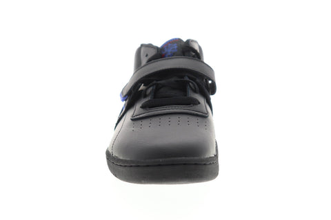 Reebok Workout Clean Mid Strap Mens Black Leather Low Top Sneakers Shoes
