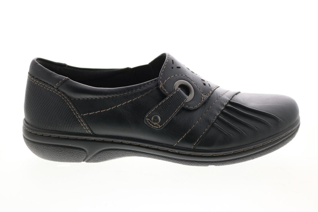 Earth Origins Glendale Gabrielle Womens Black Leather Loafer Flats