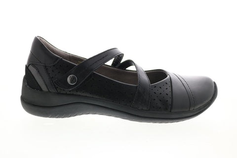 Earth Inc. Kara Galilei Womens Black Wide Leather Mary Jane Flats Shoes