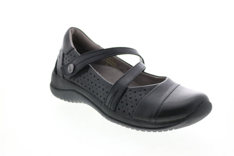 Earth Inc. Kara Galilei Womens Black Wide Leather Mary Jane Flats Shoes