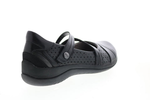 Earth Inc. Kara Galilei Womens Black Wide Leather Mary Jane Flats Shoes