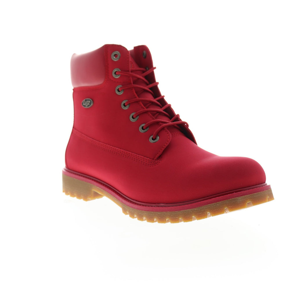 Lugz Convoy MCNVYD-6080 Mens Red Nubuck Leather Lace Up Casual