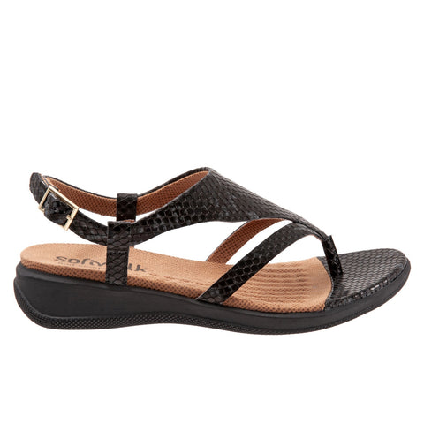 Softwalk Temara S2008-919 Womens Black Leather Slingback Sandals Shoes