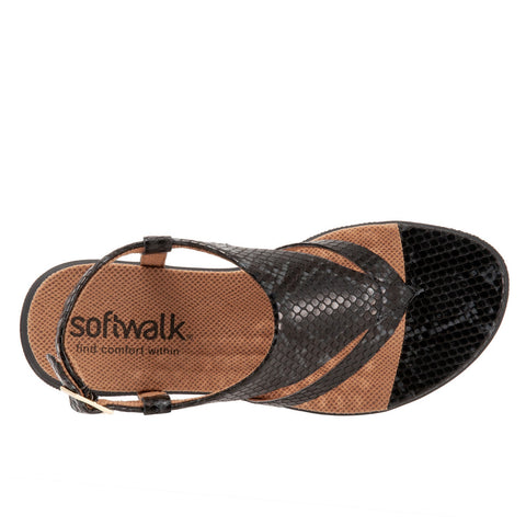 Softwalk Temara S2008-919 Womens Black Leather Slingback Sandals Shoes