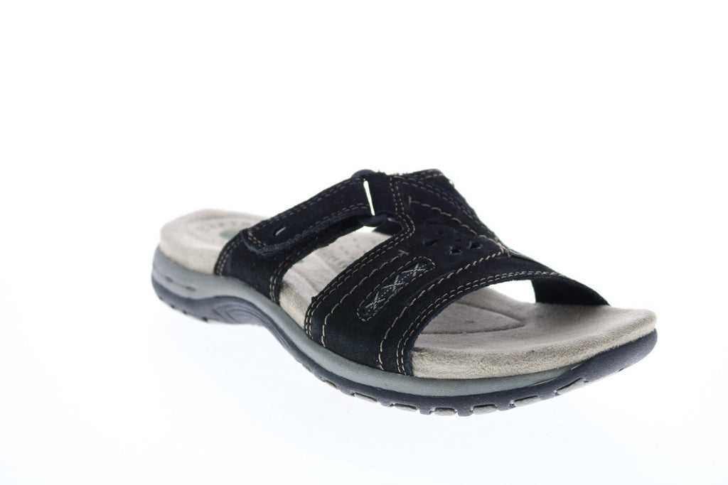 Earth Origins Sizzle Womens Black Narrow Suede Flip-Flops Sandals