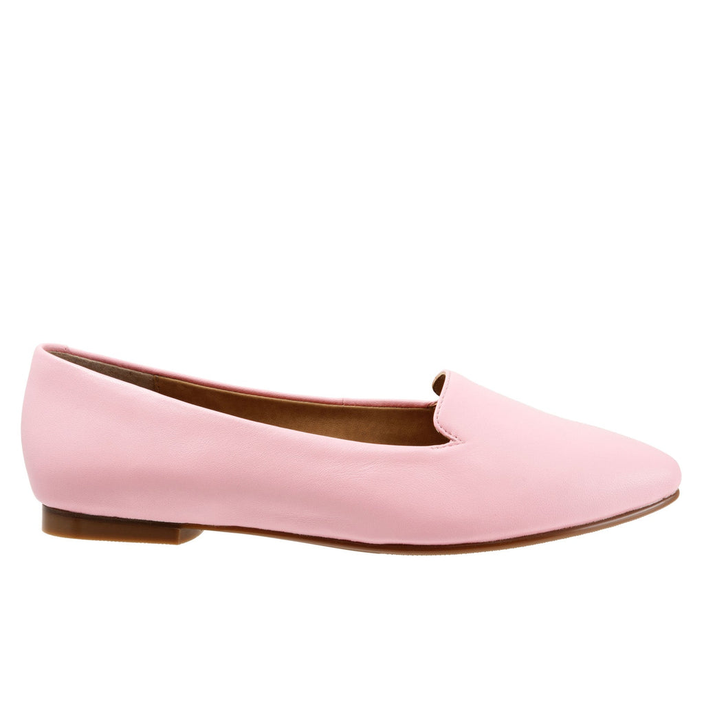 Trotters Harlowe T1707680 Womens Pink Extra Wide Leather Loafer Flats