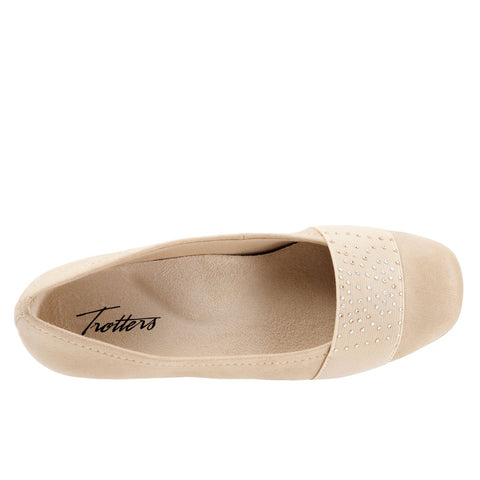 Trotters Samantha T1812-134 Womens Gray Narrow Leather Ballet Flats Shoes