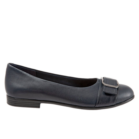 Trotters Aubrey T1850-400 Womens Black Narrow Leather Ballet Flats Shoes