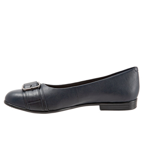 Trotters Aubrey T1850-400 Womens Black Narrow Leather Ballet Flats Shoes