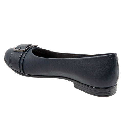 Trotters Aubrey T1850-400 Womens Black Narrow Leather Ballet Flats Shoes