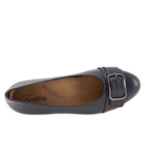 Trotters Aubrey T1850-400 Womens Black Narrow Leather Ballet Flats Shoes