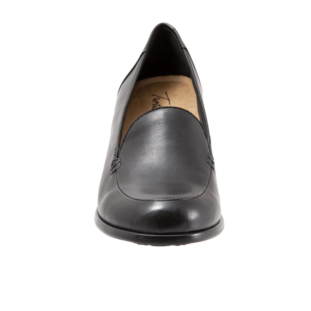 TROTTERS Womens Black Cushioned Arch Support Fab Almond Toe Slip On Leather Dress Pumps Shoes N