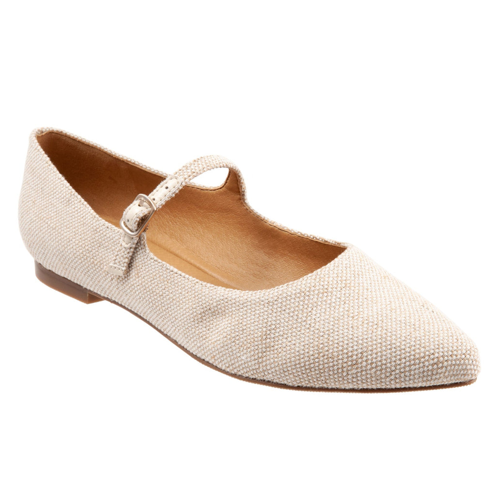 Trotters Hester T2007-270 Womens Beige Wide Canvas Mary Jane Flats Sho - Ruze Shoes