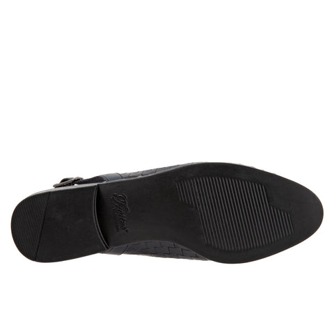 Trotters Lena T2009-400 Womens Black Leather Slip On Slingback Flats Shoes