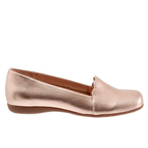 Trotters Sage T2236-720 Womens Silver Wide Leather Loafer Flats Shoes